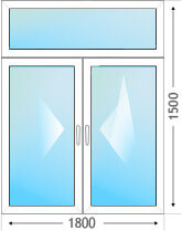 Двухстворчатое окно с фрамугой VEKA Softline 70 (обе створки открываются)
